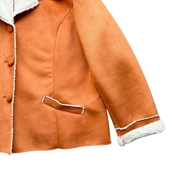 🔃Chico's Orange Faux Suede Sherpa Teddy Jacket - Picture 6 of 10